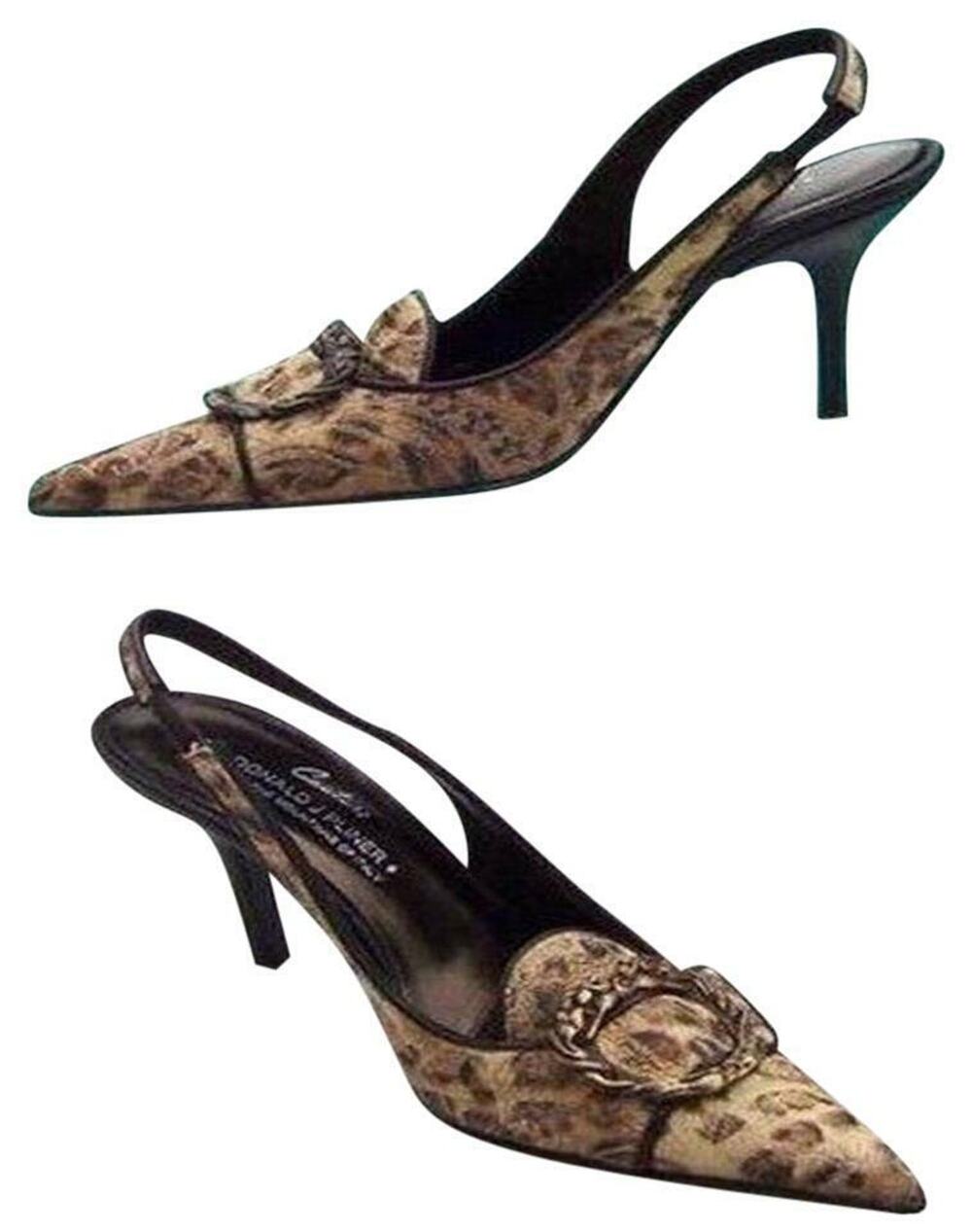 Donald Pliner Leather Pump Shoe New Bronze French Leopard Tapestry NWT $325 5.5